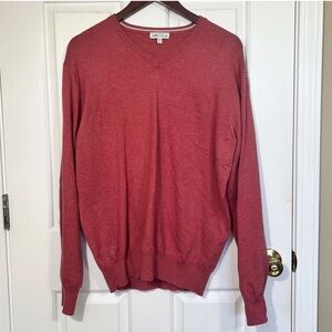 Peter Millar Medium V-Neck Sweater Pima Cotton Silk Cash Ere Blend Pullover Red